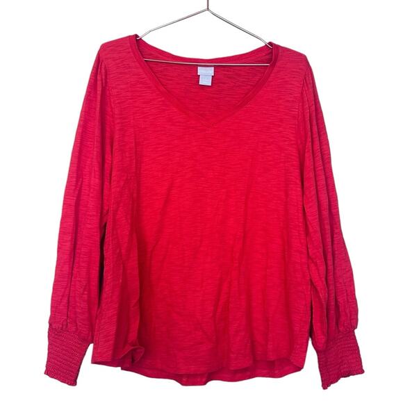 Chico's Tops - Chico’s v neck elastic sleeve lightweight thinner sweater top size 2 large